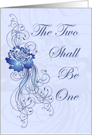 Wedding Invitation Blue Monochrome Rose Design card