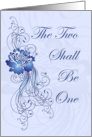 Wedding Invitation Blue Monochrome Rose Design card