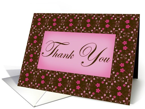 Pink and Brown Boarder Thank You card (755845)