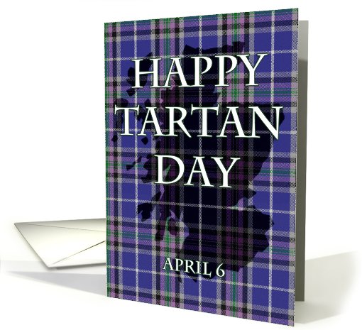 Happy Tartan Day Plaid with outline of Scotland card (761716)