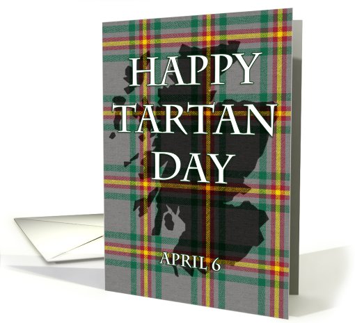 Happy Tartan Day Plaid with outline of Scotland card (761792)