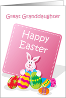 Happy Easter Great Granddaughter Bunny with Eggs card