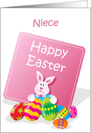 Happy Easter Niece Bunny with Eggs card