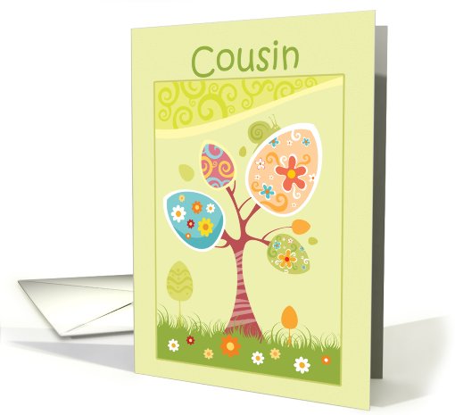 Eggs on Spring Tree Easter Greeting for Cousin card (766594)