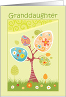 Eggs on Spring Tree Easter Greeting for Granddaughter card