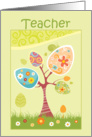 Eggs on Spring Tree Easter Greeting for Teacher card