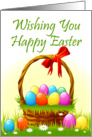 Happy Easter Basket full of colored eggs card