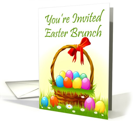 Easter Brunch Invitation Easter Basket full of colored eggs card