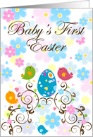 Baby’s First Easter with Egg Flowers and Birds card