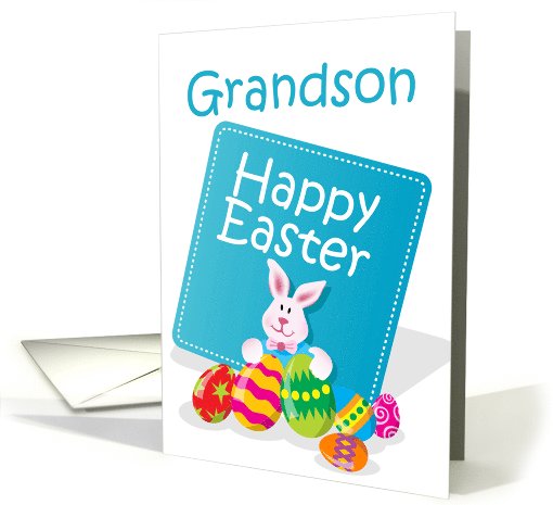 Happy Easter Grandson Bunny with Eggs card (767373)