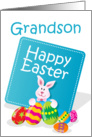 Happy Easter Grandson Bunny with Eggs card