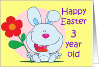 Happy Easter Three Year Old Baby Bunny with flower card