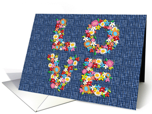 Love in Flowers Square on Denim-look background card (771489)
