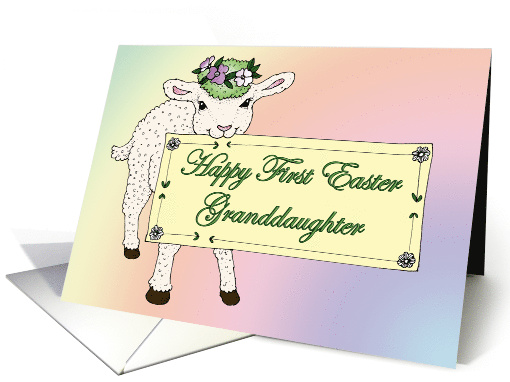 Granddaughter's First Easter Lamb holding sign card (775640)