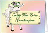 Granddaughter’s First Easter Lamb holding sign card