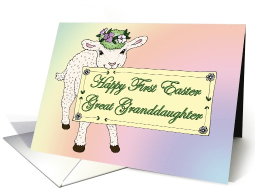 Great Granddaughter's First Easter Lamb holding sign card (775641)