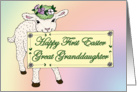 Great Granddaughter’s First Easter Lamb holding sign card