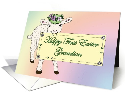 Grandson's First Easter Lamb holding sign card (775644)