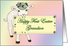 Grandson’s First Easter Lamb holding sign card