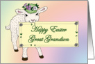 Great Grandson’s Happy Easter Lamb holding sign card