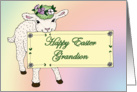 Grandson’s Happy Easter Lamb holding sign card