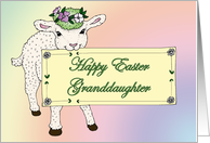 Granddaughter’s Happy Easter Lamb holding sign card