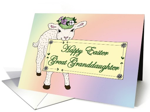 Great Granddaughter's Happy Easter Lamb holding sign card (775657)