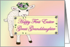Great Granddaughter’s First Easter Lamb holding sign card