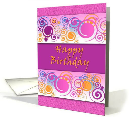 Pink, Purple and Swirls Birthday Greeting card (812626)