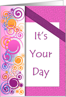 Pink, Purple and Swirls Birthday Greeting card