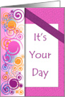 Pink, Purple and Swirls Birthday Greeting card