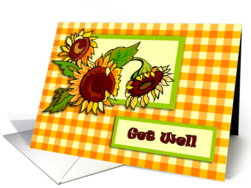 Sunflowers and Gingham Get well card (837366)