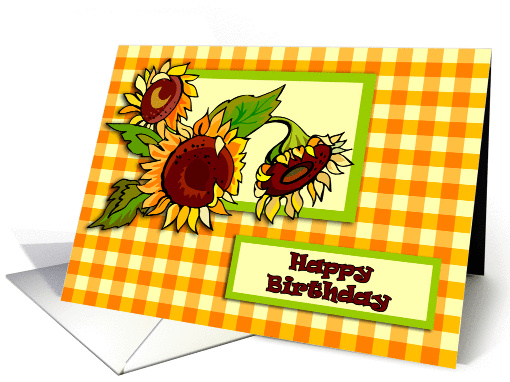Sunflowers and Gingham Birthday card (837368)