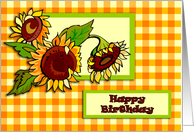 Sunflowers and Gingham Birthday card