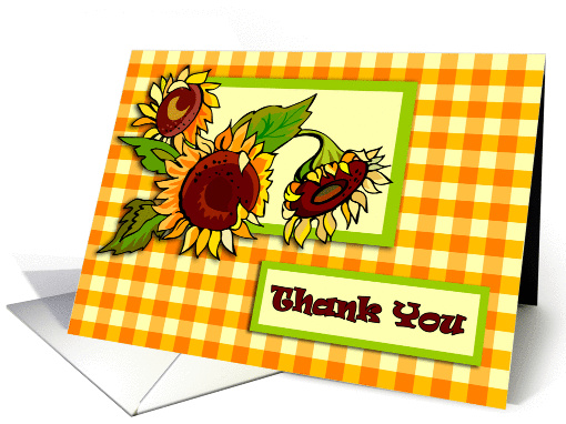 Sunflowers and Gingham Thank You card (837370)