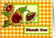 Sunflowers and Gingham Thank You card