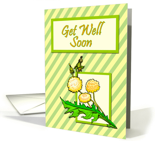 Dandelions on Striped Background Get Well Soon card (837878)