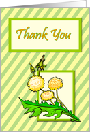 Dandelions on Striped Background Thank You card