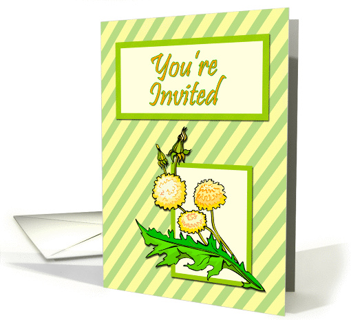 Dandelions on Striped Background Invitation card (837882)