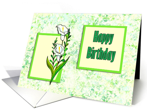 Calla Lily on Green/Blue Marble-like background Birthday card (841032)