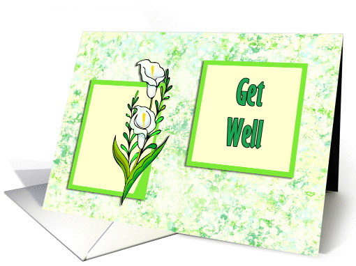 Calla Lily on Green/Blue Marble-like background Get Well card (841034)