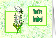 Calla Lily on Green/Blue Marble-like background Invitation card