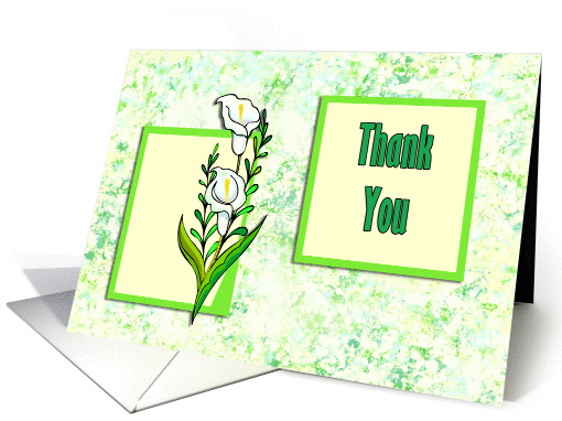 Calla Lily on Green/Blue Marble-like background Thank You card