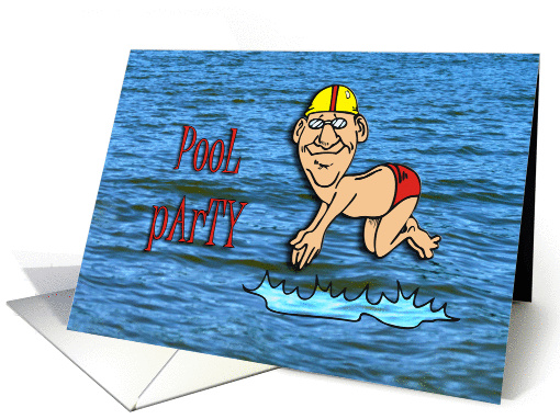 Pool Party Invitation Cartoon Diver card (841068)