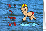 Thank You Swim Coach Cartoon Diver card