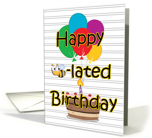Belated Birthday with Bee Cake and Balloons card (845478)
