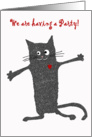 Invitation to Party, crazy cat.humor card