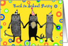 Invitation to back to school party,cats.humor PARTY HATS card
