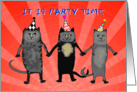 Invitation to divorce party,cats.humor PARTY HATS card