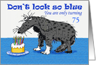 Happy Birthday, custom age card, sad dog and cake with candles.humor card